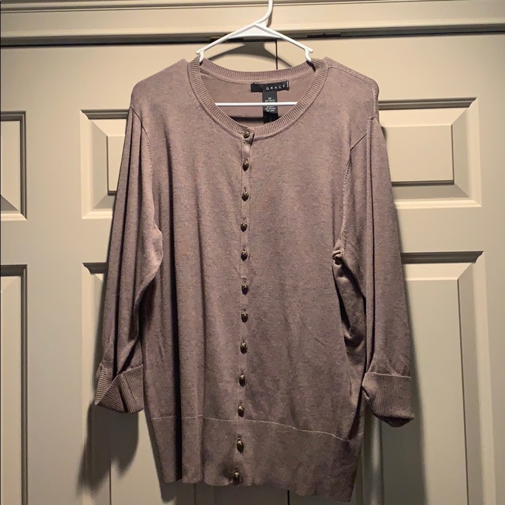 GRACE NWT Heather Brown Cardigan